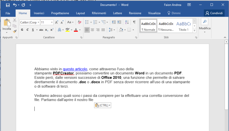 Salvare Un Documento PDF Da Microsoft Word Windows Per Tutti